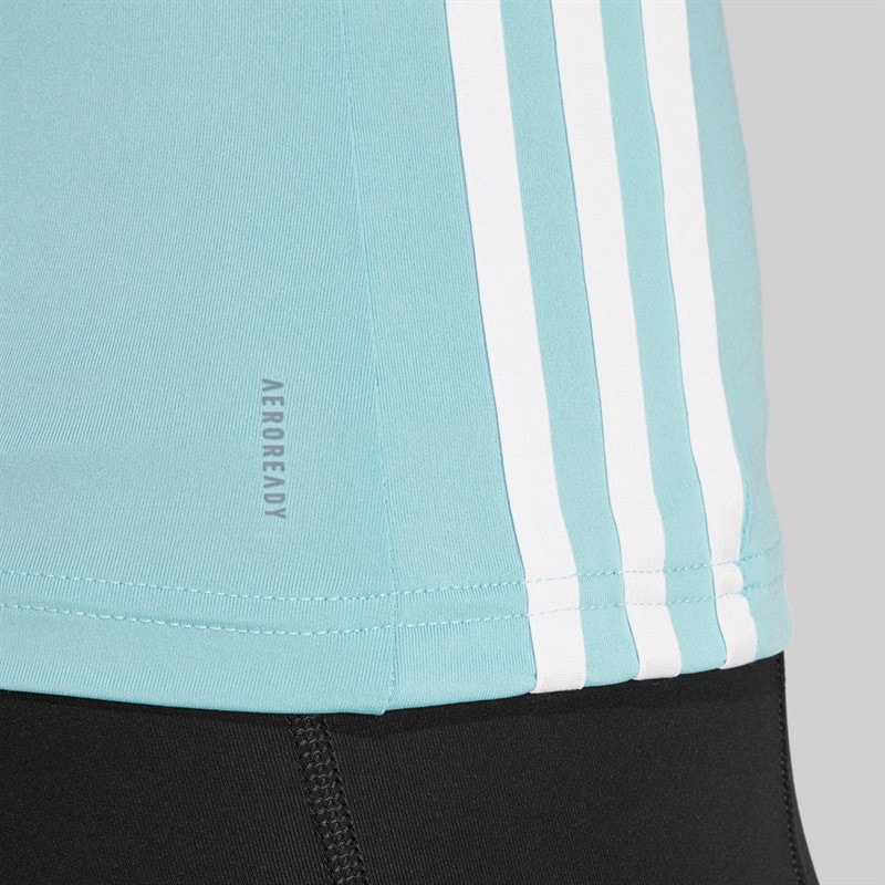 adidas Womens AEROREADY Train Essentials 3-Stripes Tank Top Mint Tone/White - Image 4