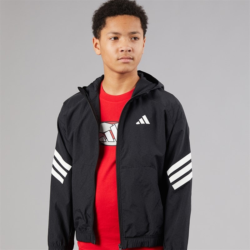 adidas Junior Boys Future Icons 3-Stripes Woven Track Jacket Black/White - Image 1