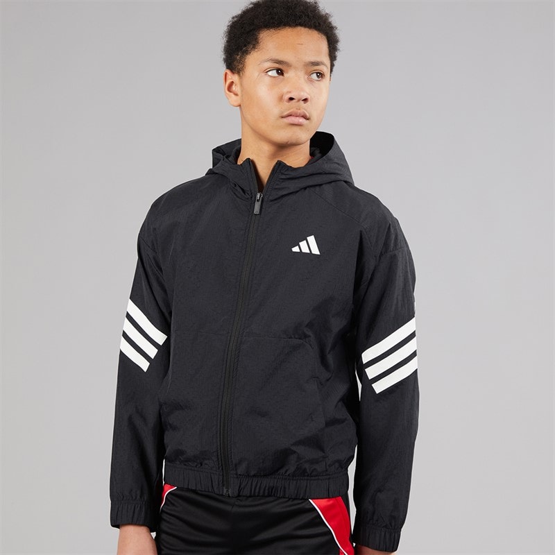 adidas Junior Boys Future Icons 3-Stripes Woven Track Jacket Black/White - Image 5