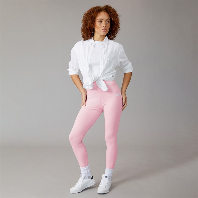 adidas Womens Essentials Linear Leggings Clear Pink/White - Image 4