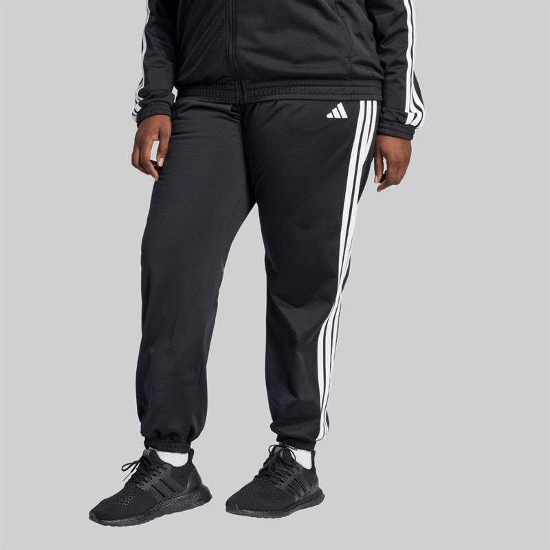 adidas Womens Plus Size Tricot 3-Stripes Track Pants Black/White - Image 1