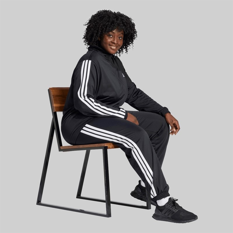 adidas Womens Plus Size Tricot 3-Stripes Track Pants Black/White - Image 5