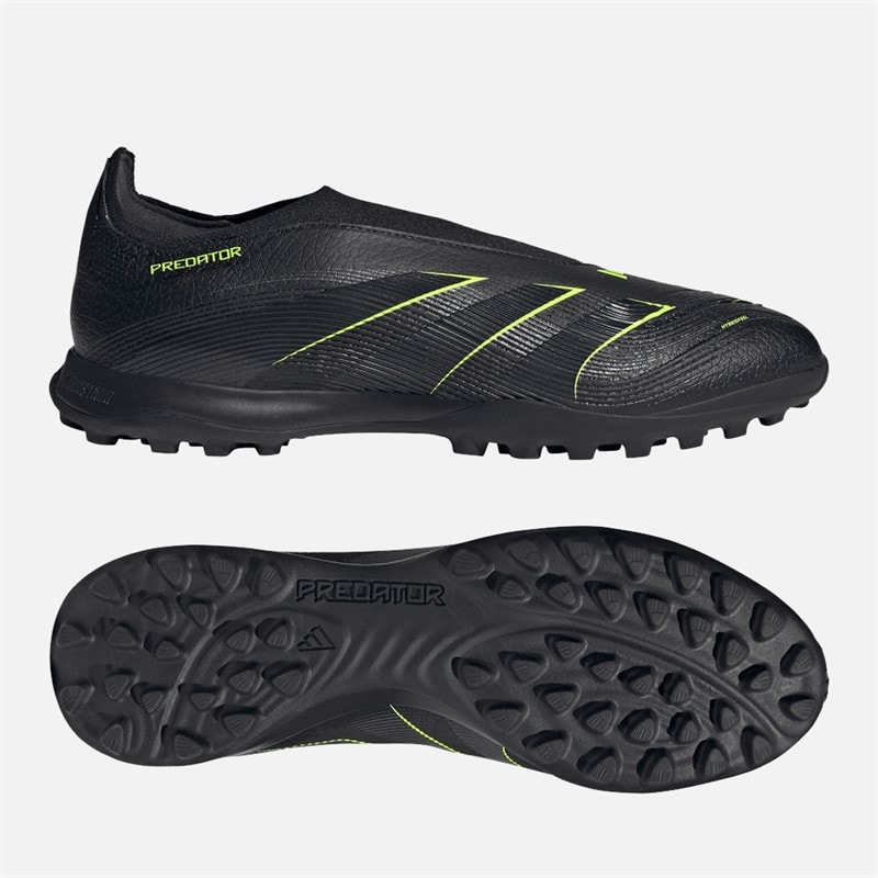 adidas Mens Predator League Laceless TF Astro Football Boots Core Black/Carbon/Lucid Lemon