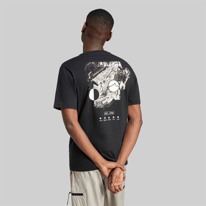 adidas Mens City Escape Space Graphic T-Shirt Black - Image 1