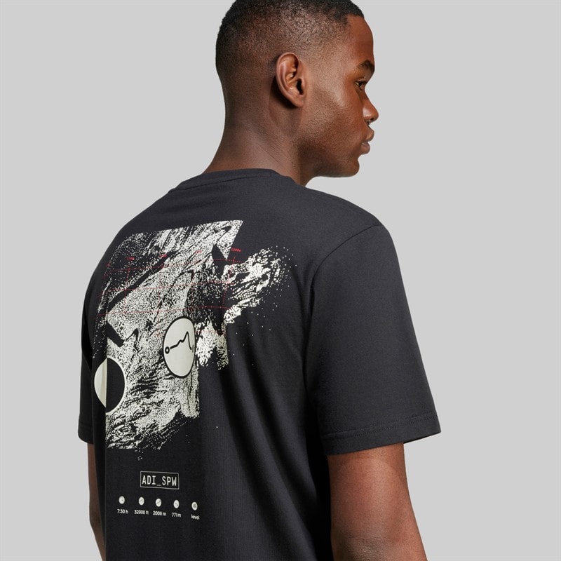 adidas Mens City Escape Space Graphic T-Shirt Black - Image 4