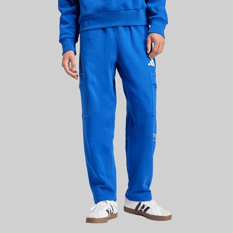 adidas Mens ALL SZN Fleece Loose Cargo Pants Royal Blue/Off White