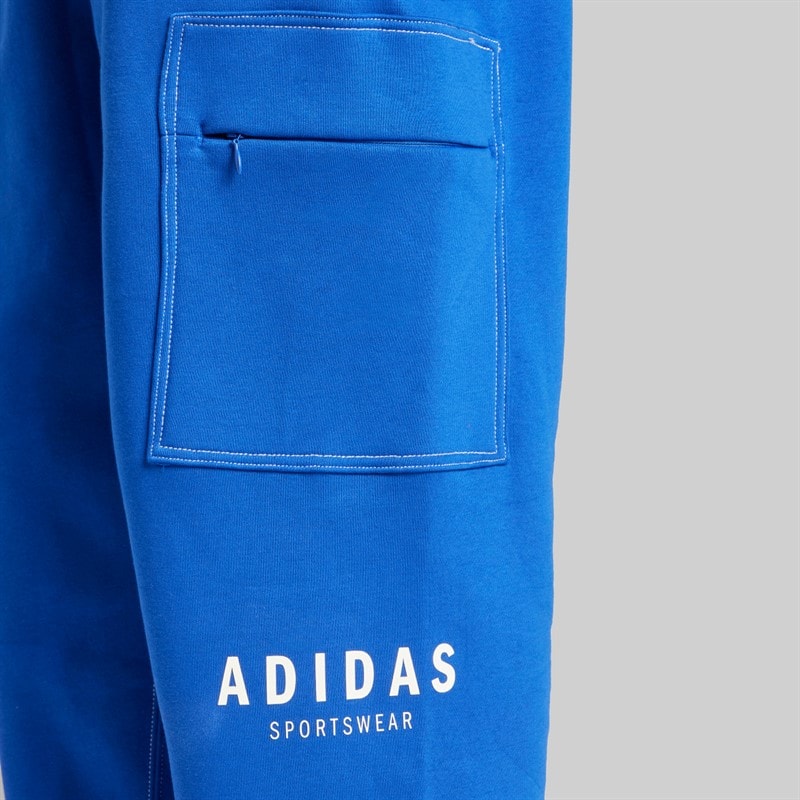 adidas Mens ALL SZN Fleece Loose Cargo Pants Royal Blue/Off White - Image 3