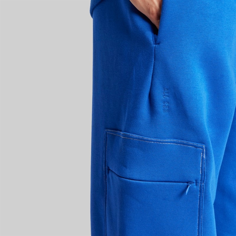 adidas Mens ALL SZN Fleece Loose Cargo Pants Royal Blue/Off White - Image 4