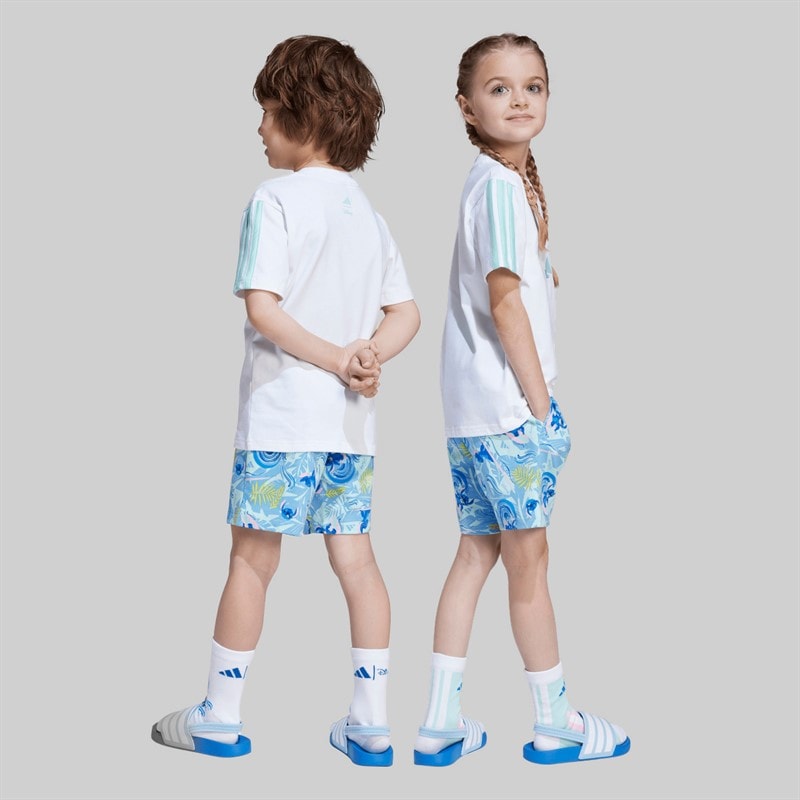 adidas Kids X Disney Lilo And Stitch T-Shirt And Shorts Set White/Semi Flash Aqua - Image 2