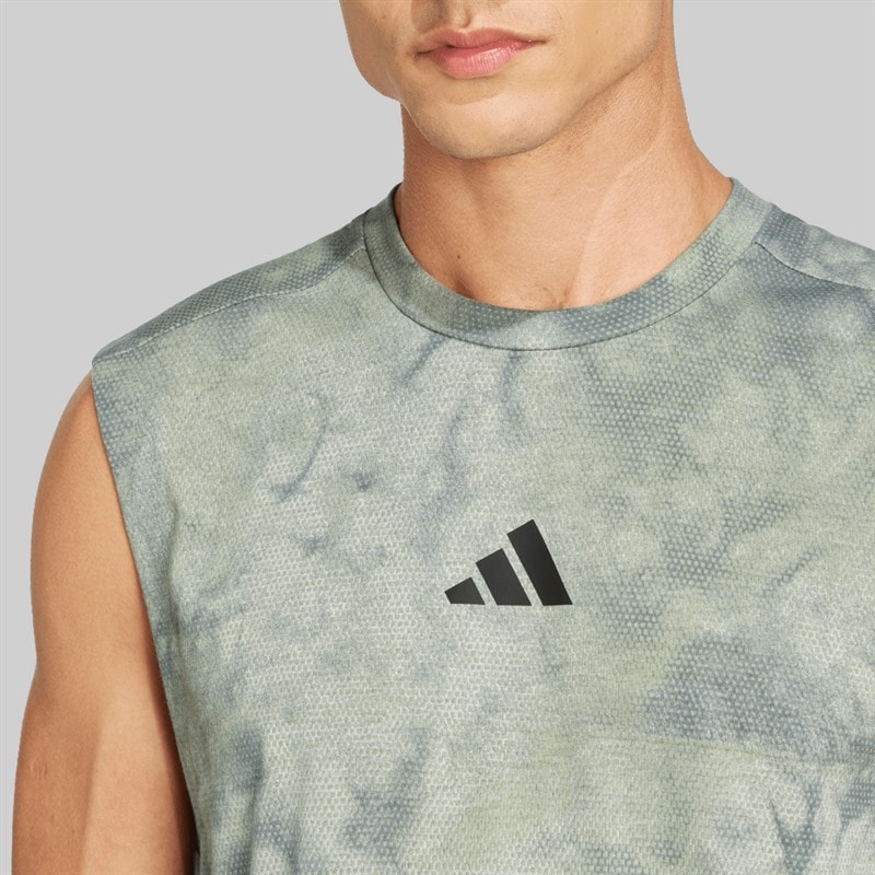 adidas Mens Primelift Graphic Tank Top Wonder Silver/Black - Image 4