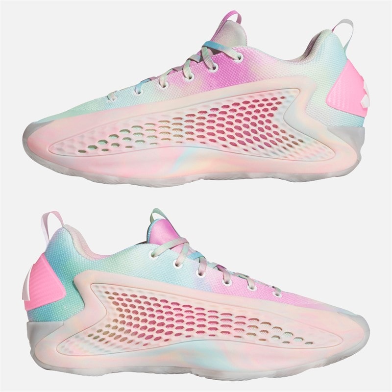 adidas Mens Anthony Edwards 1 Low Trainers Cloud White/Acid Orange/Bliss Pink - Image 1