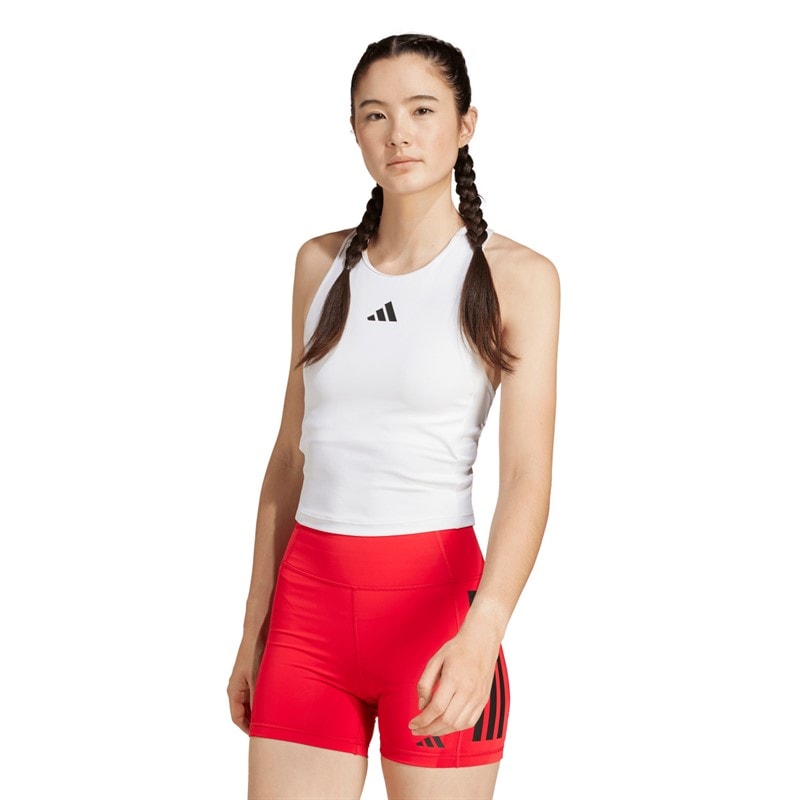 adidas Womens Power 3 Stripes Racerback Tank Top White