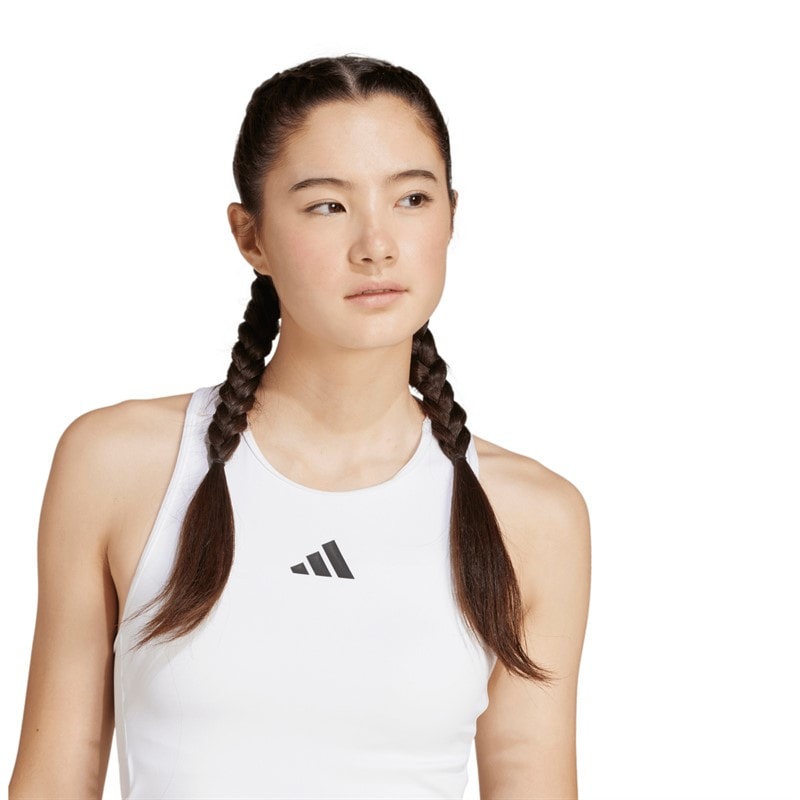 adidas Womens Power 3 Stripes Racerback Tank Top White - Image 4