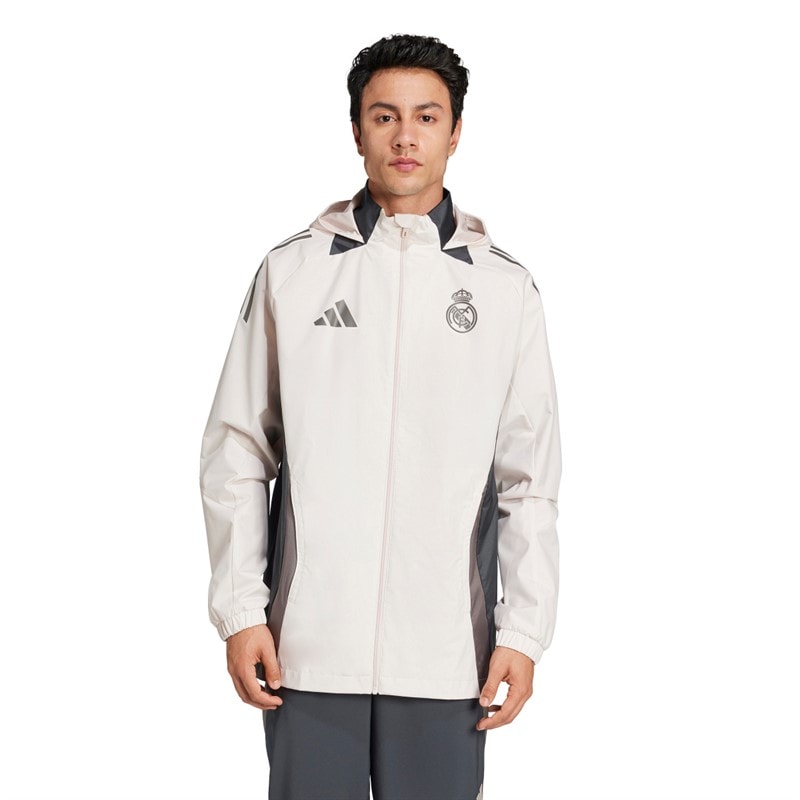adidas Mens RMCF Real Madrid 24/25 European All Weather Jacket Putty Mauve/Dark Grey/Charcoal - Image 1