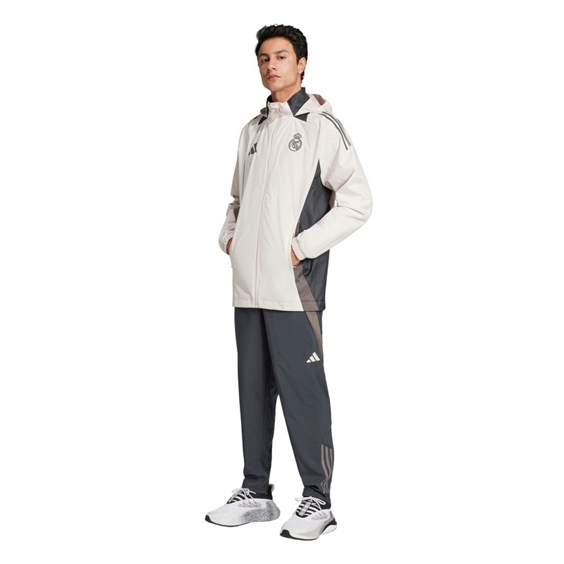 adidas Mens RMCF Real Madrid 24/25 European All Weather Jacket Putty Mauve/Dark Grey/Charcoal - Image 5