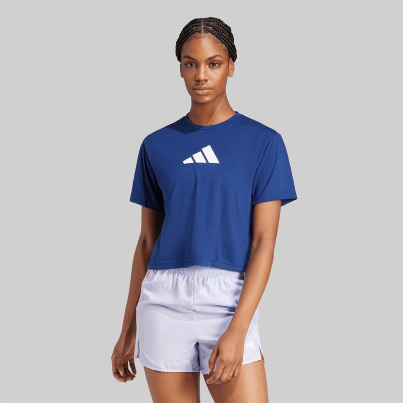 adidas Womens Workout Big Logo T-Shirt Dark Blue