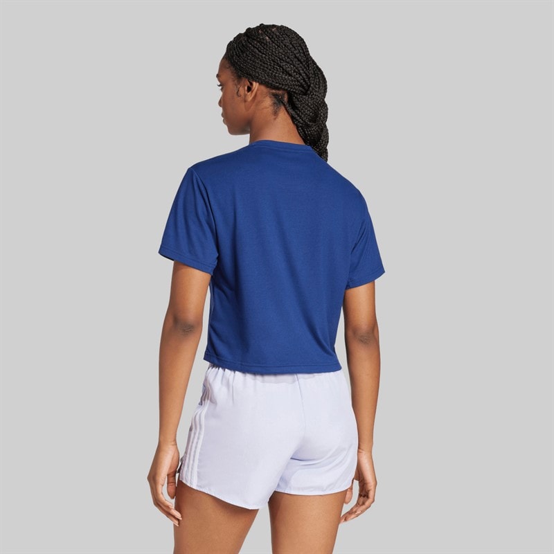 adidas Womens Workout Big Logo T-Shirt Dark Blue - Image 2