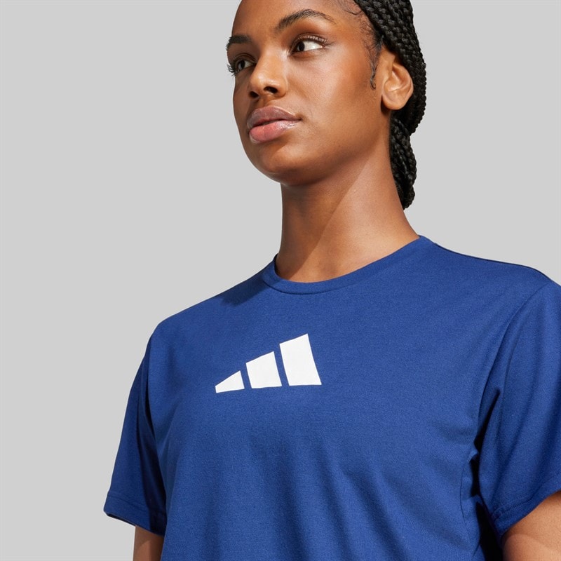 adidas Womens Workout Big Logo T-Shirt Dark Blue - Image 3