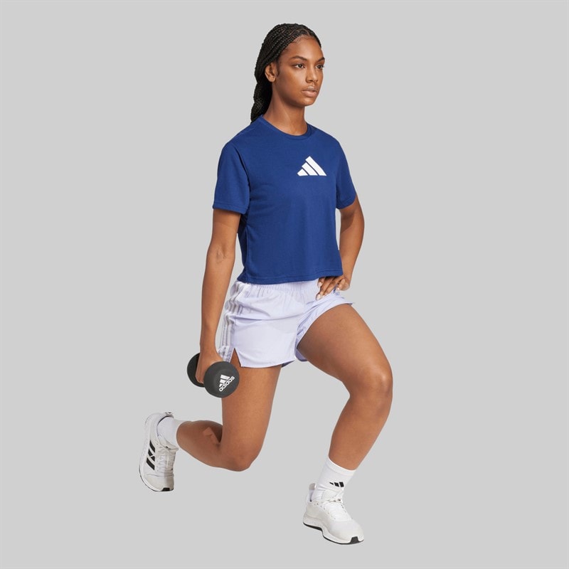 adidas Womens Workout Big Logo T-Shirt Dark Blue - Image 5