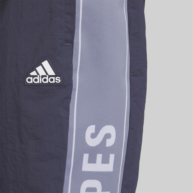 adidas Mens Wording Loose Fit Woven Track Pants Shadow Navy - Image 4