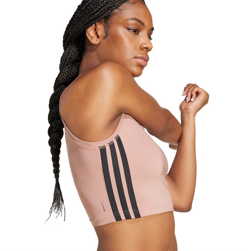 adidas Womens Train Essentials 3-Stripes Cropped Tank Top Warm Clay/Black - Image 4