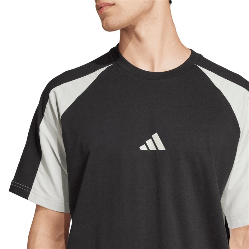 adidas Mens Seasonal Essentials Colourblock T-Shirt Black - Image 3