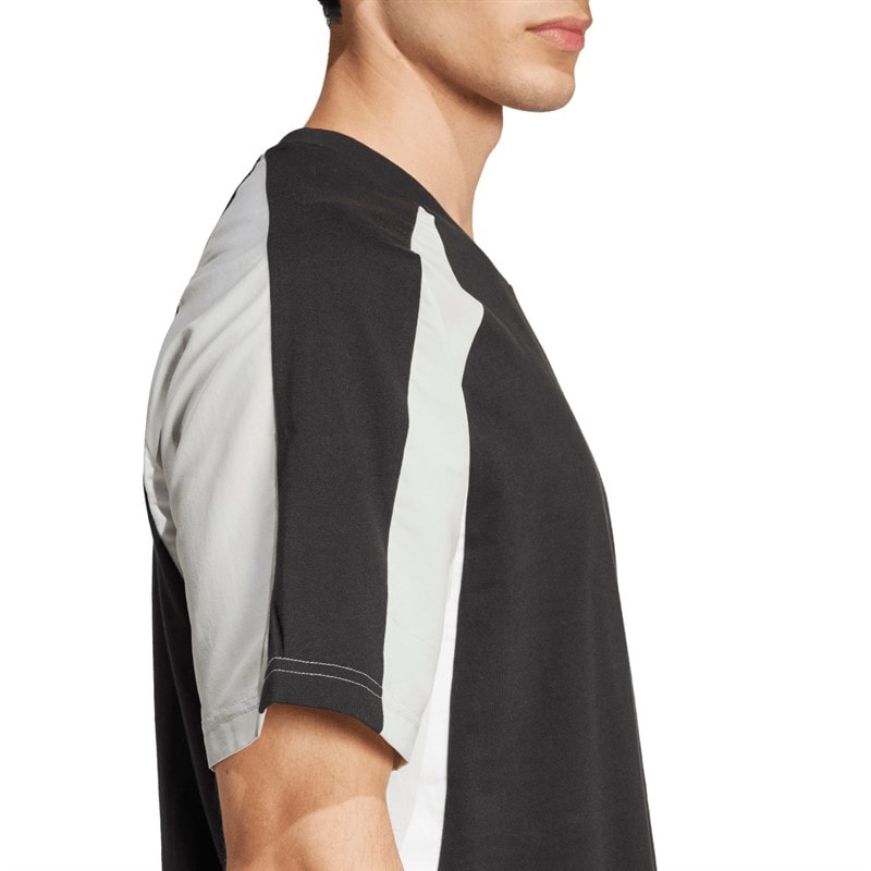 adidas Mens Seasonal Essentials Colourblock T-Shirt Black - Image 4