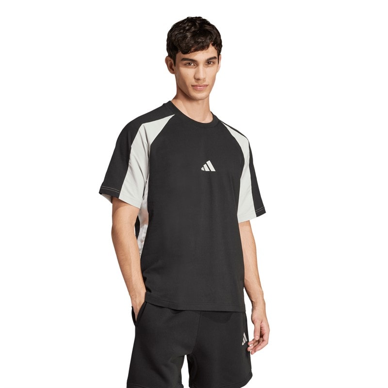adidas Mens Seasonal Essentials Colourblock T-Shirt Black - Image 5