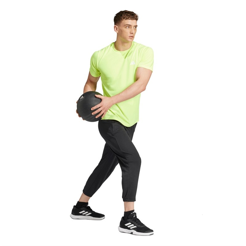 adidas Mens Train Essentials T-Shirt Lucid Lemon/White - Image 3