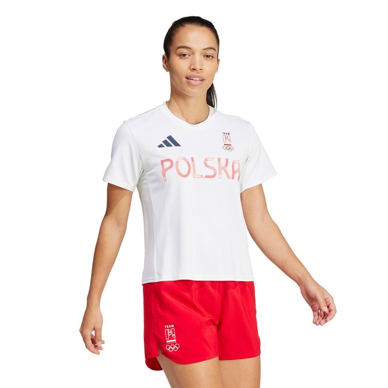 adidas Womens Team Poland Olympic Training T-Shirt White - Image 5
