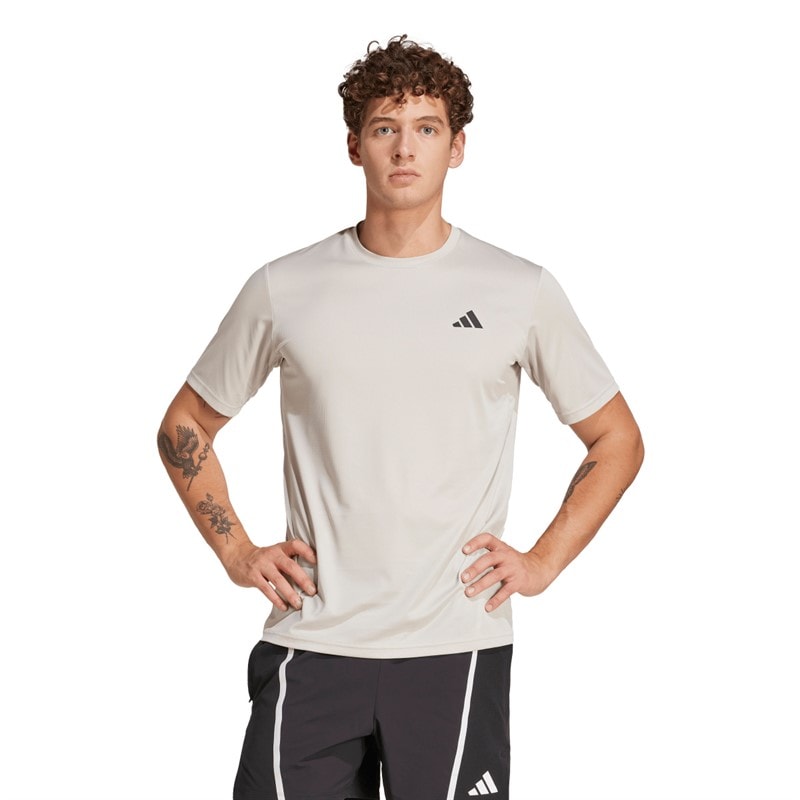adidas Mens Train Essentials T-Shirt Beige/Black Beige /Black - Image 1