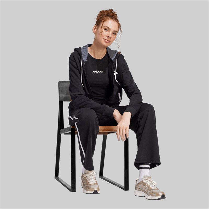 adidas Womens Essentials Colour Pop French Terry Joggers Black - Image 5