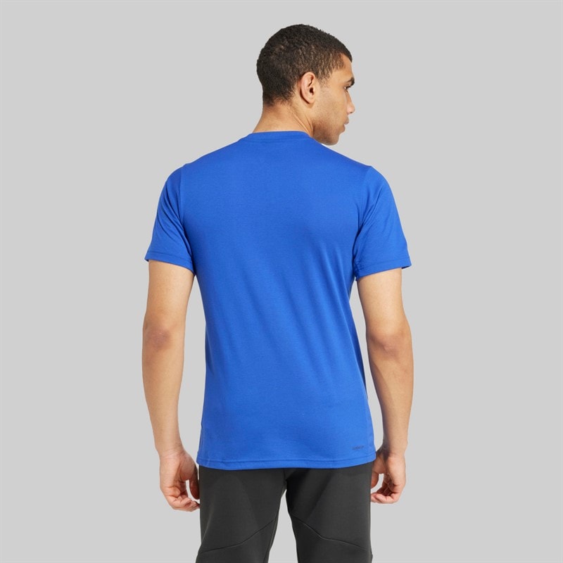 adidas Mens Train Essentials Camo Graphic Logo T-Shirt Semi Lucid Blue - Image 2