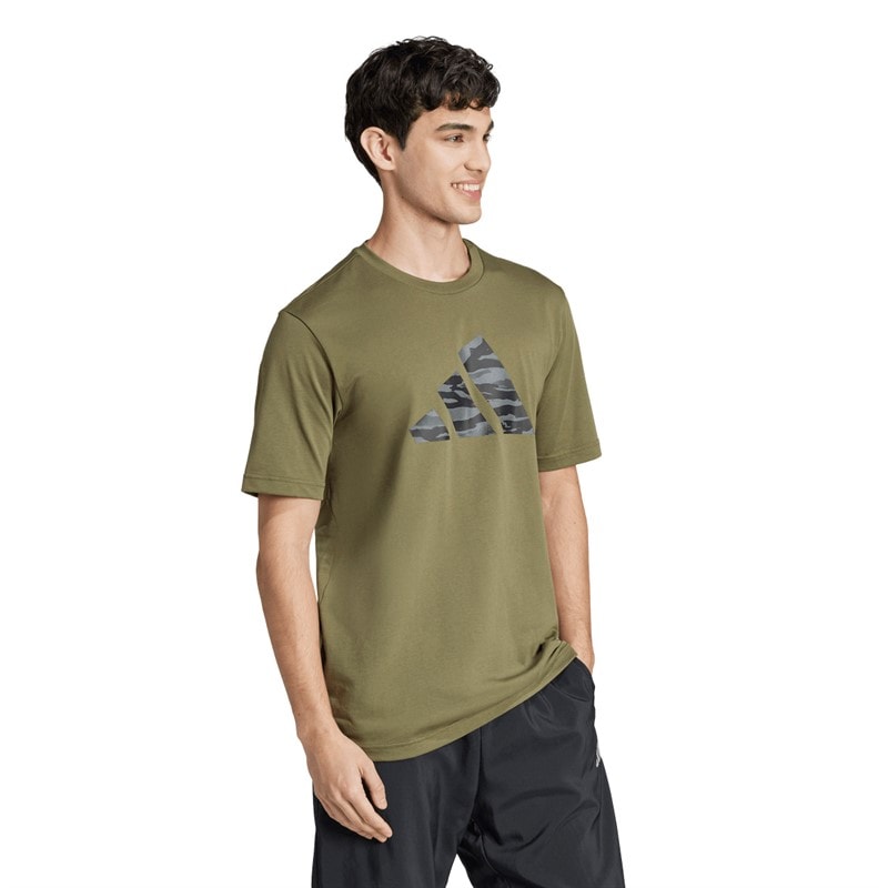 adidas Mens Codes Camo Graphic T-Shirt Olive Strata - Image 5