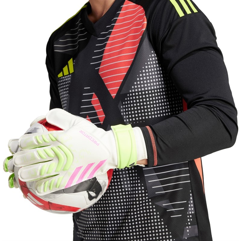 adidas Predator Training Goalkeeper Gloves White/White/Lucid Lemon - Image 5