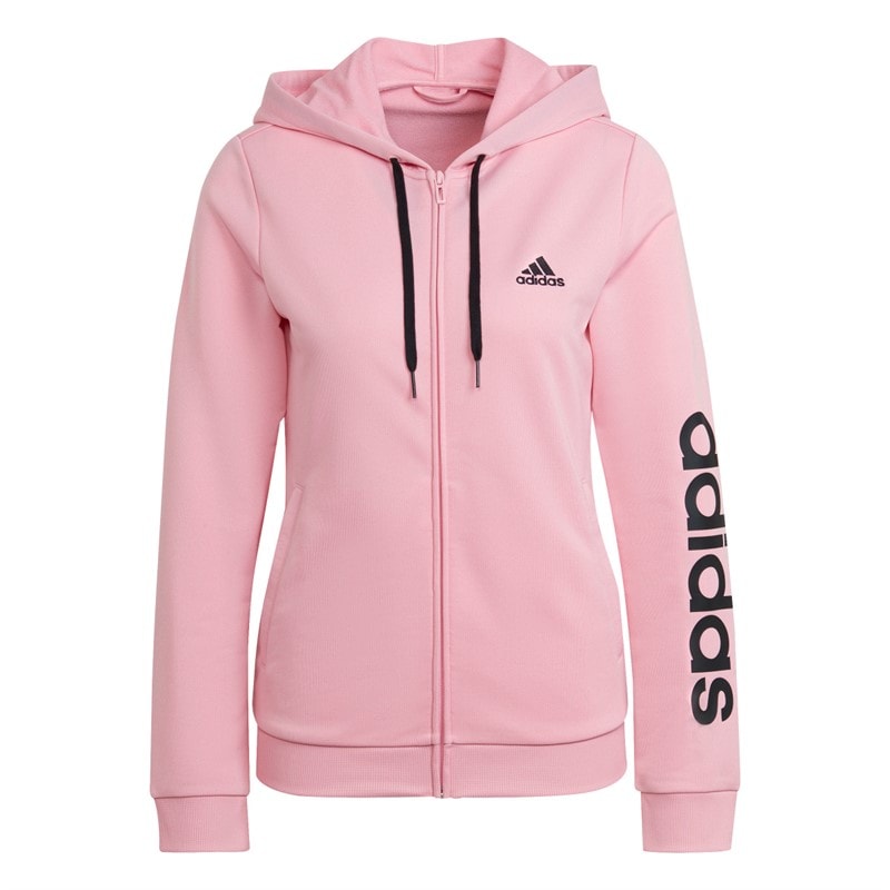 adidas Womens Essentials Logo French Terry Tracksuit Light Pink/Black - Image 2