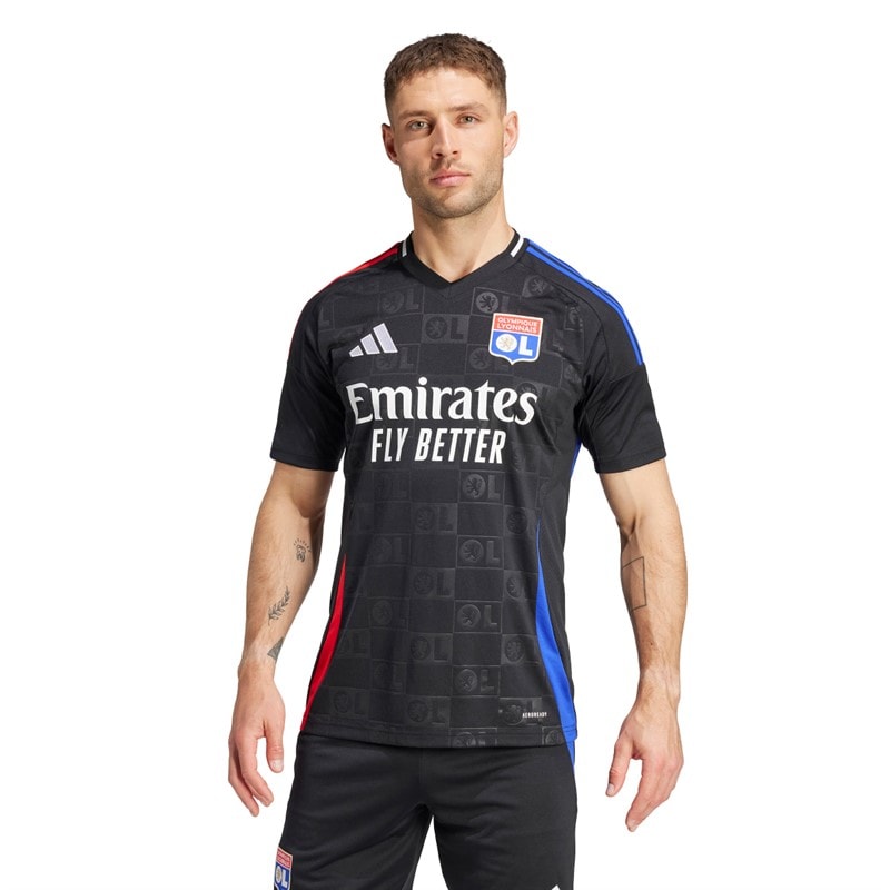 adidas Mens OL Olympique Lyonnais 24/25 Away Jersey Black - Image 1