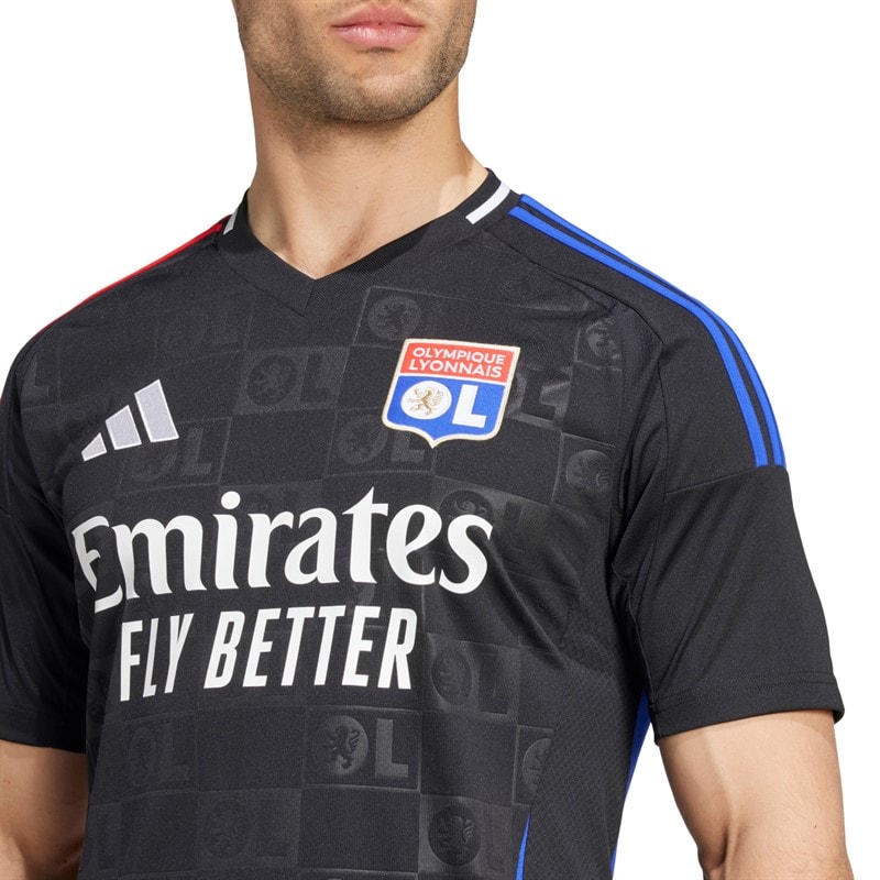 adidas Mens OL Olympique Lyonnais 24/25 Away Jersey Black - Image 3