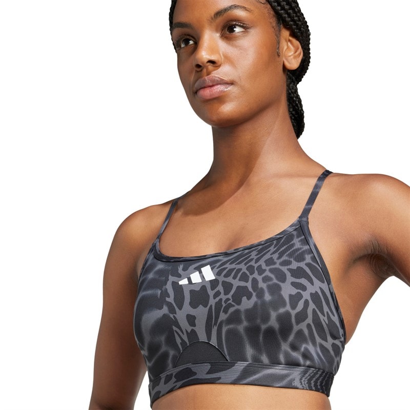 adidas Womens Aeroreact Graphic Light Support Bra Black - Image 1