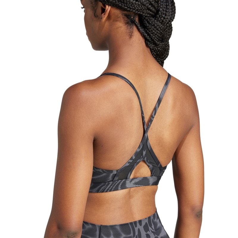 adidas Womens Aeroreact Graphic Light Support Bra Black - Image 2