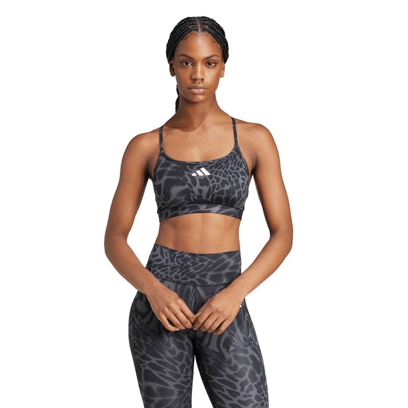 adidas Womens Aeroreact Graphic Light Support Bra Black - Image 3
