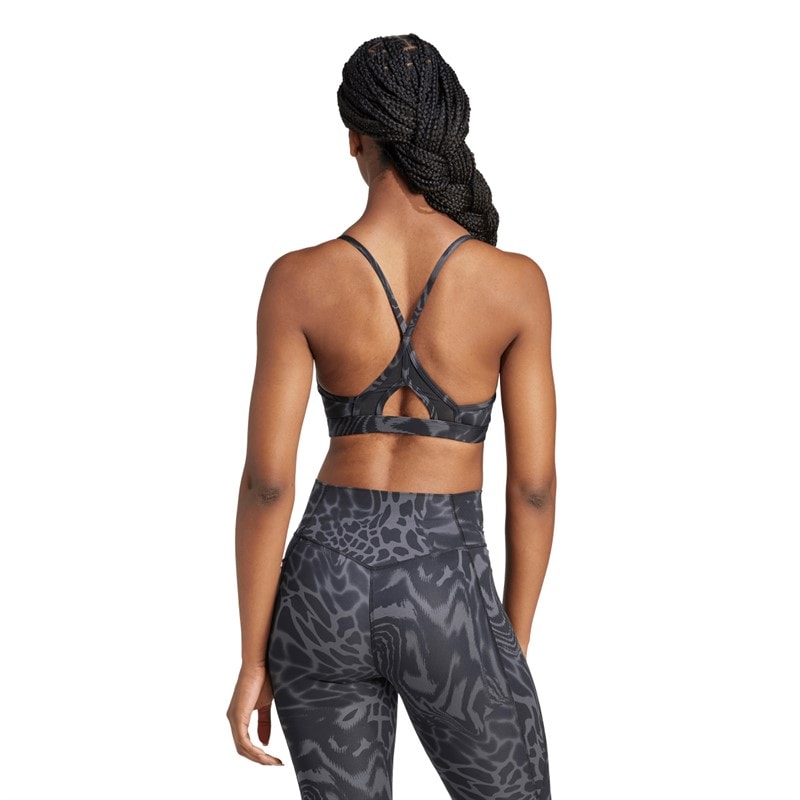 adidas Womens Aeroreact Graphic Light Support Bra Black - Image 4