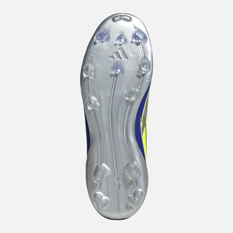 adidas Junior F50 League Messi FG/MG Firm/multi Ground Football Boots Silver Metallic/Solar Yellow/Lucid Blue - Image 2