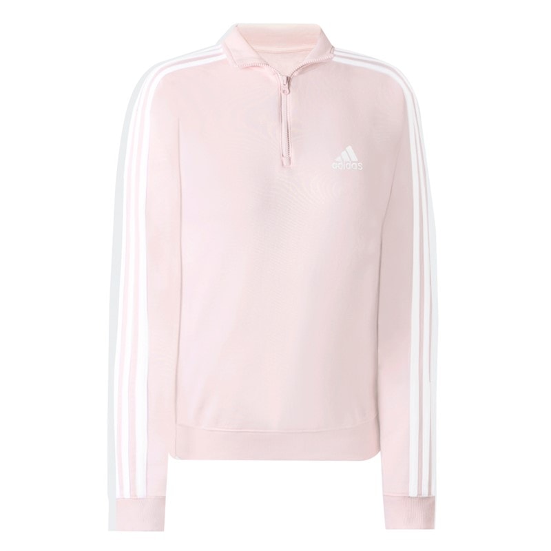 adidas Womens Essentials 3-Stripes 1/4 Zip Track Top Sandy Pink - Image 1