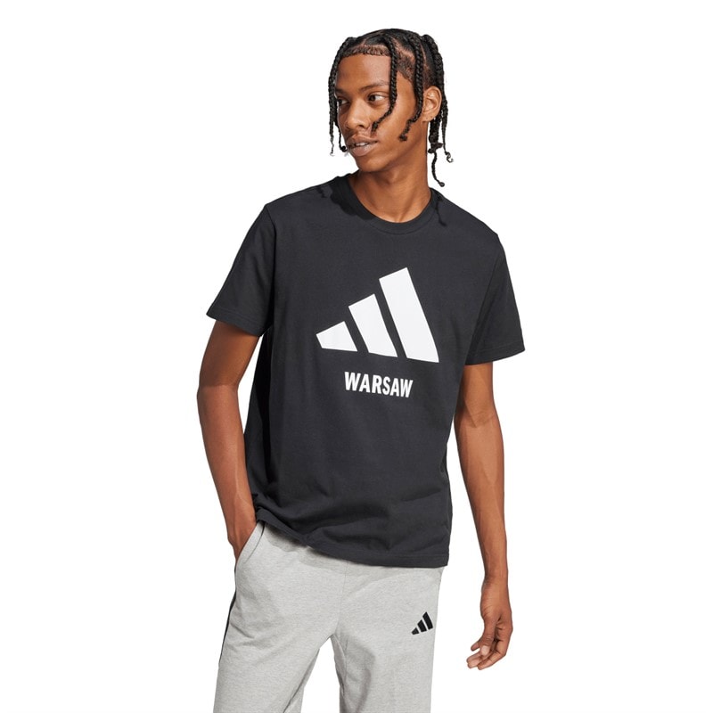adidas Mens Warsaw Logo T-Shirt Black - Image 2