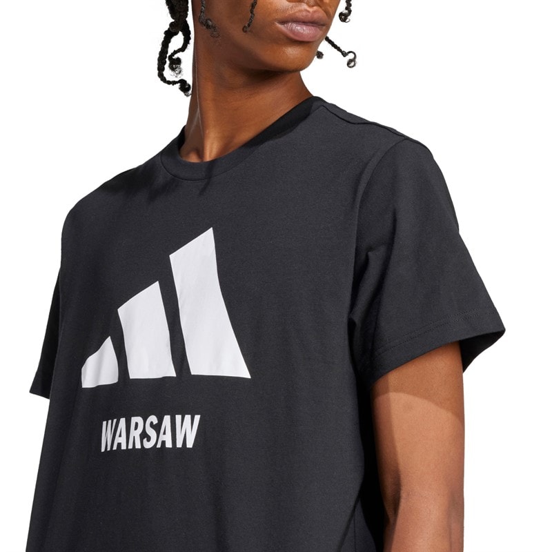 adidas Mens Warsaw Logo T-Shirt Black - Image 4