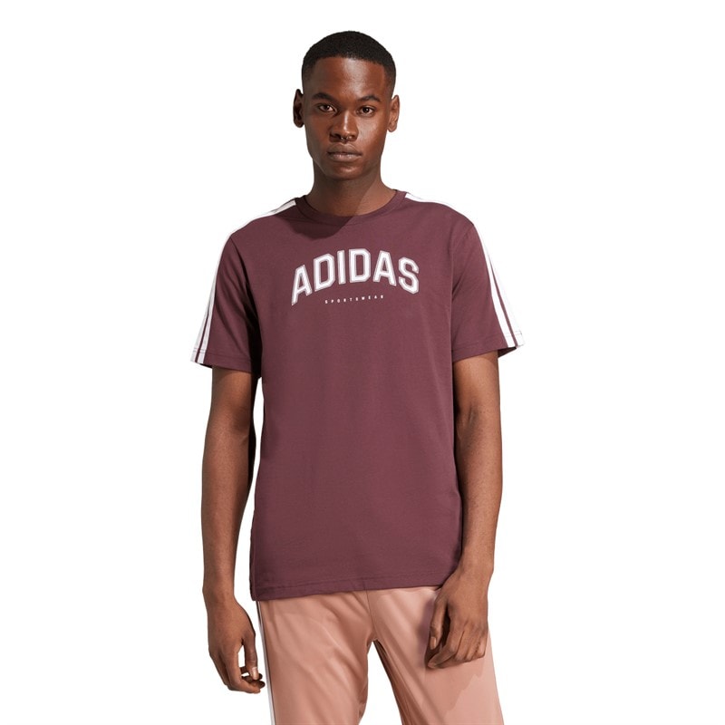 adidas Mens Codes Collegiate Linear Graphic T-Shirt Aurora Ruby - Image 1