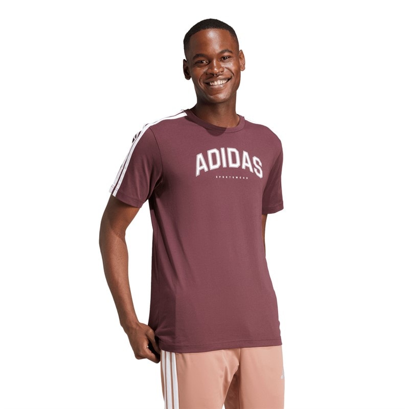 adidas Mens Codes Collegiate Linear Graphic T-Shirt Aurora Ruby - Image 3