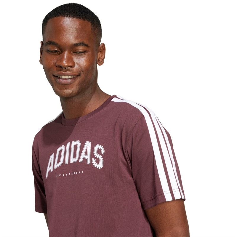adidas Mens Codes Collegiate Linear Graphic T-Shirt Aurora Ruby - Image 5