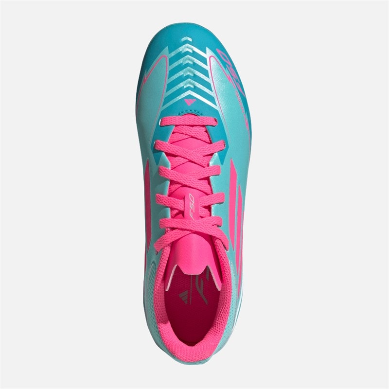 adidas Junior F50 League Messi FG/MG Firm/multi Ground Football Boots Flash Aqua/Lucid Pink/Lucid Cyan - Image 3